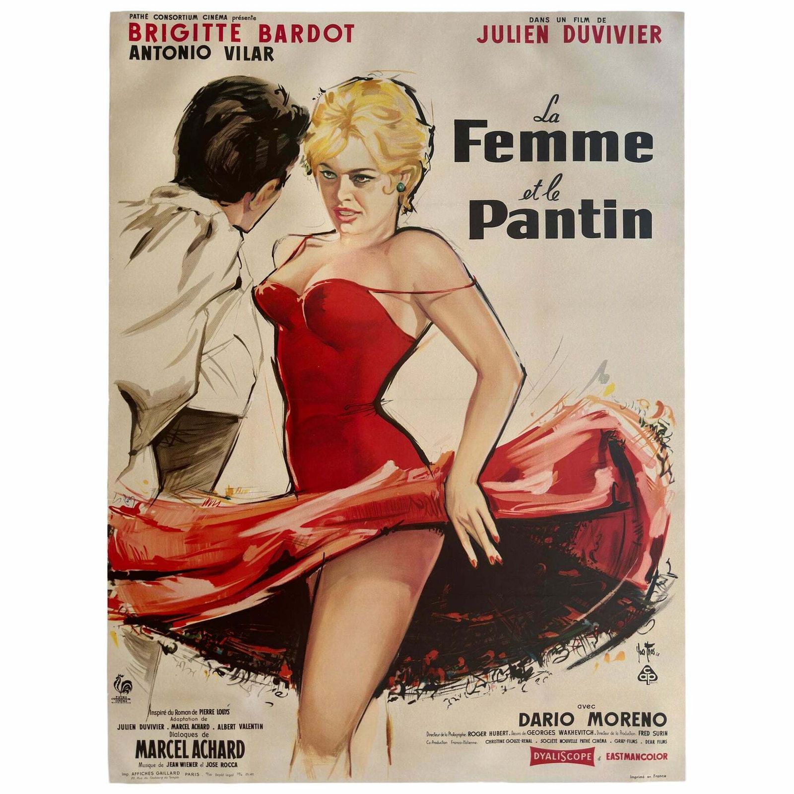 "A Woman Like Satan" 1959 French Grande Film Movie Poster, Yves Thos photo vinterior
