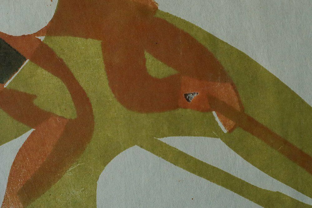 Viking Forsberg, Figures, Colored Woodcut, 1958 photo vinterior
