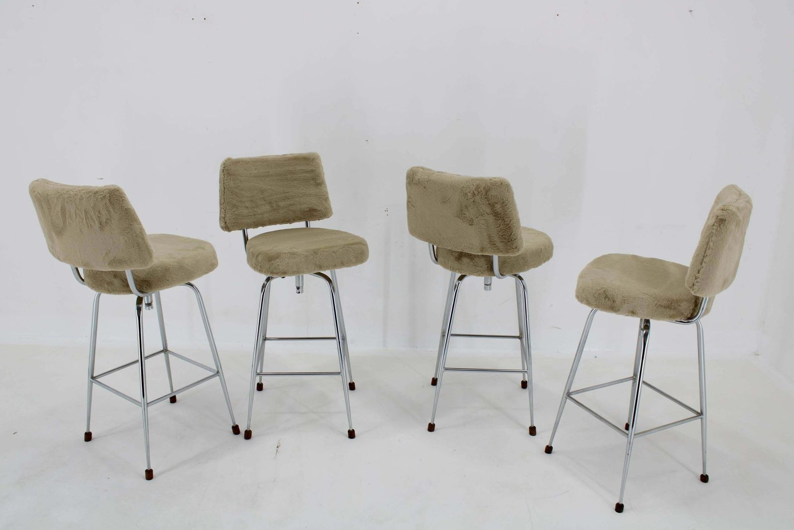 1960s Set Of Four Restored Bar Chairs, Czechoslovakia photo Furniture