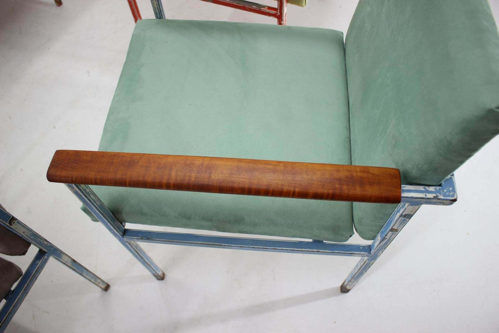 1960s Set Of Eight Iron And Wood Armchairs/Dining Chairs, Czechoslovakia photo Furniture