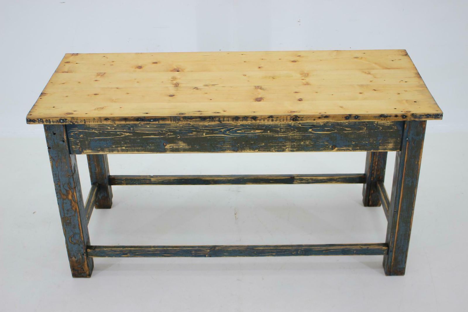 1950s Patinated Pine Tree Wooden Table, Czechoslovakia photo for sale
