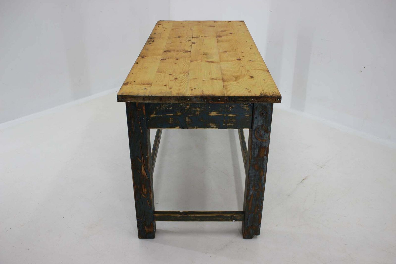 1950s Patinated Pine Tree Wooden Table, Czechoslovakia photo buy