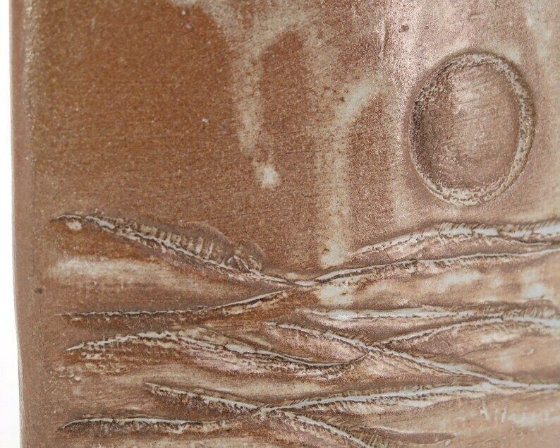 Franse Keramische Vaas, Landschapsdecor, Jaren 1970 / Studio Aardewerk, Bruin, Beige photo 78.0
