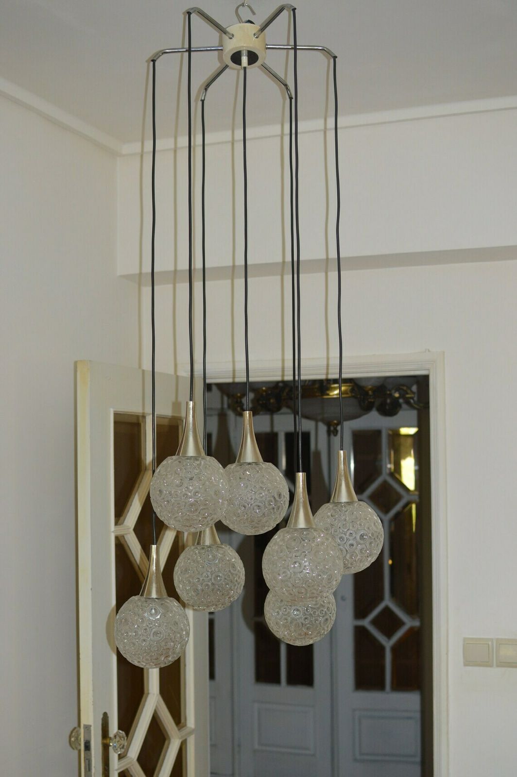 Lamp Mid Century Space Age Cascade Sputnik Chandelier 1970. Original photo vintage