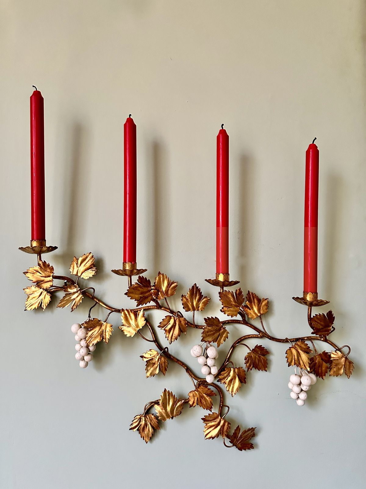 Large Pair Of 1940s Italian Grape Tole Candle Sconces photo furniture