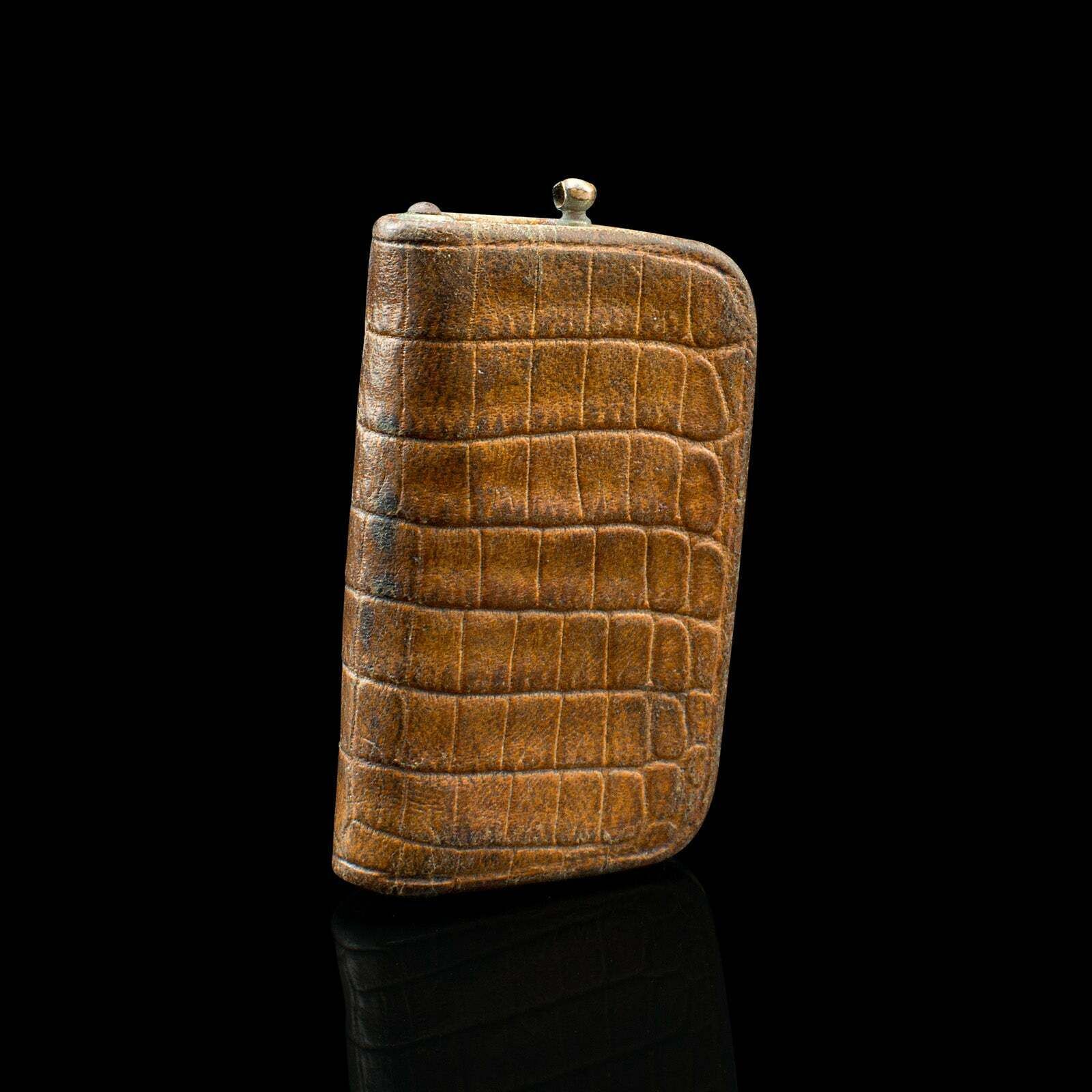 Antique Gentleman's Money Clip, German, Leather, Pocket Coin Holder, Edwardian photo furniture