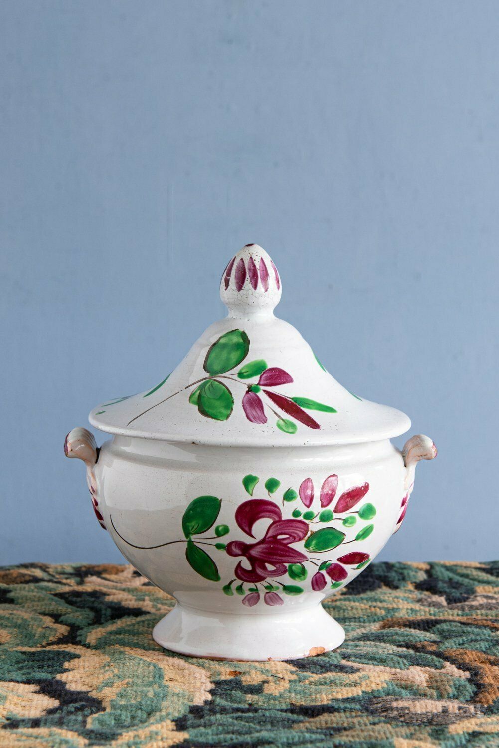 Les Islettes Faience, Basket Of Flowers Tureen, Early 19th Century photo for sale