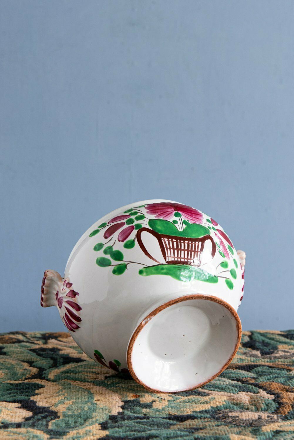 Les Islettes Faience, Basket Of Flowers Tureen, Early 19th Century photo vintage
