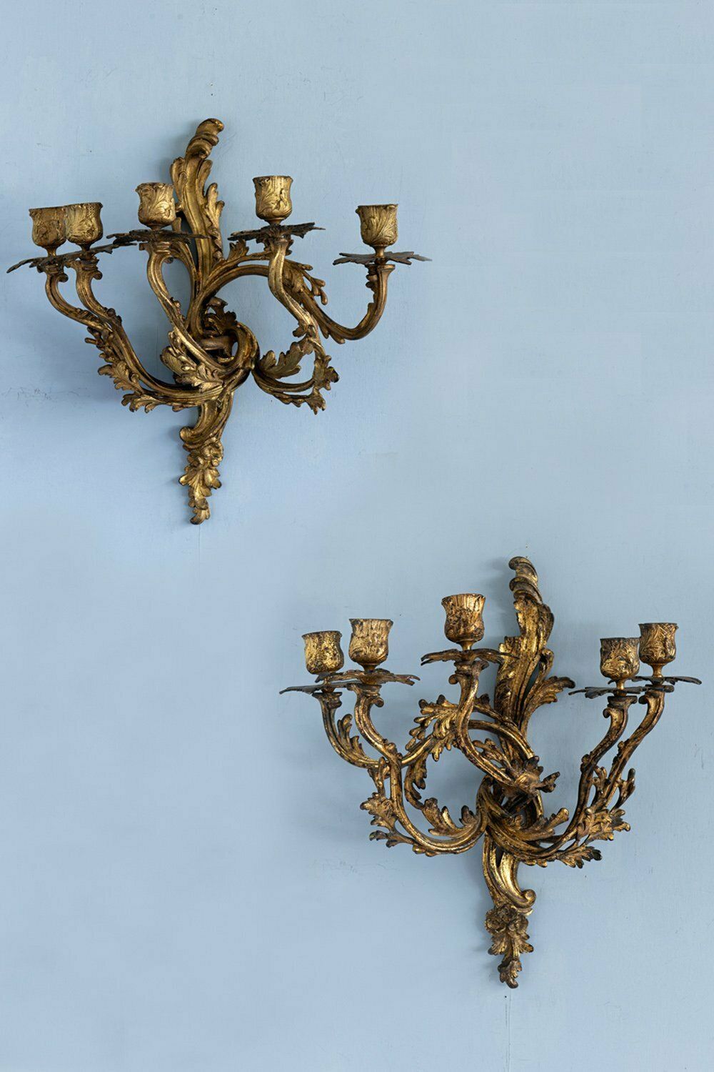 Pair Of French Louis XV Gilt Bronze Sconces, 19th Century photo furniture