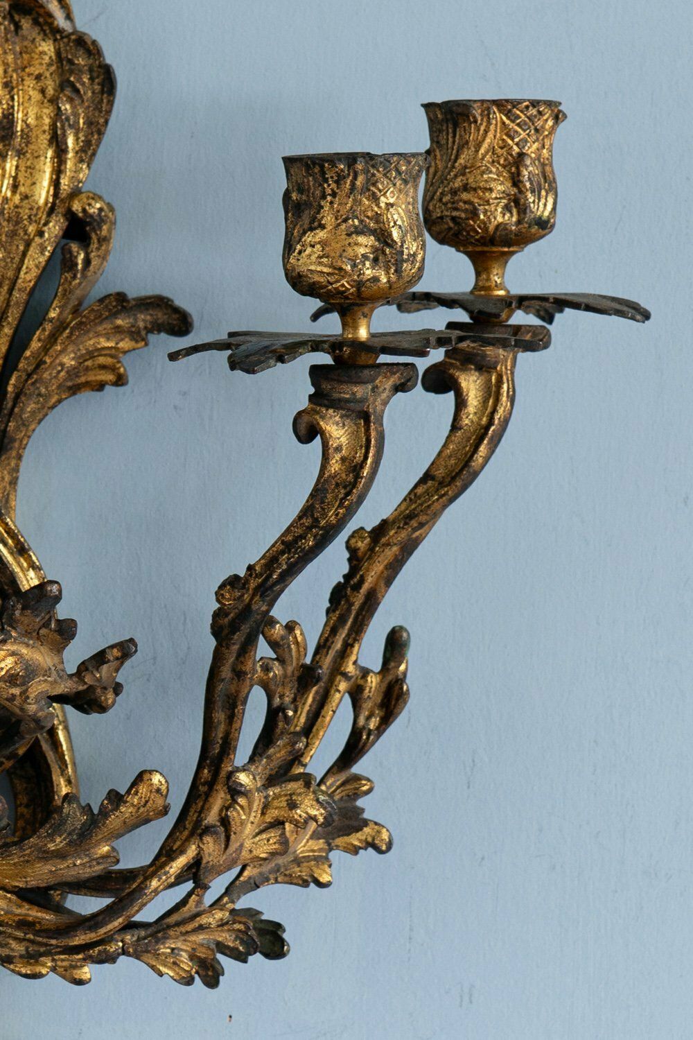 Pair Of French Louis XV Gilt Bronze Sconces, 19th Century photo vinterior