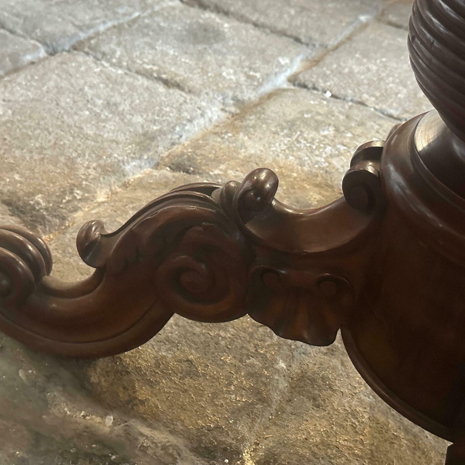 photo for sale 1880s Louis Philippe Mahogany Feather Turtle Shell Shaped Sicilian Side Table