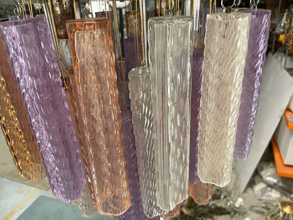 photo vinterior Large Murano Glass Tube Chandelier, 1980s