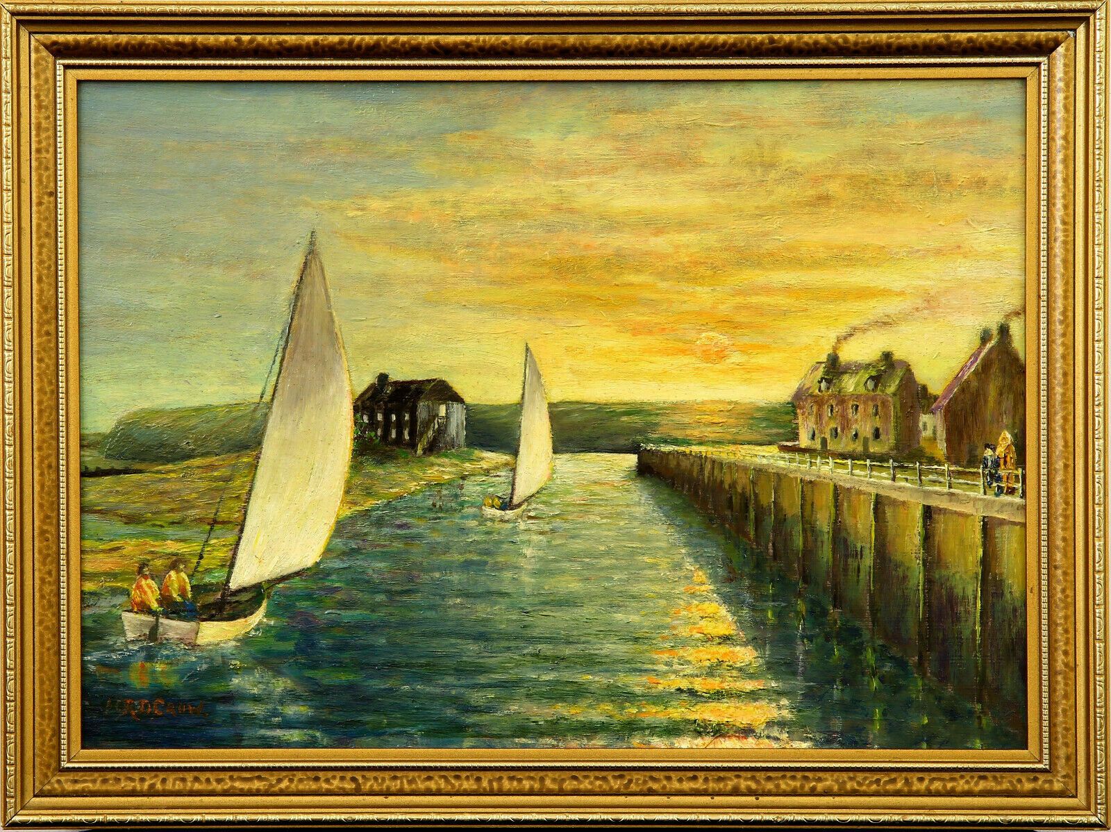 Oil On Board By Richard D Crow. Titled "Mudeford Quay"