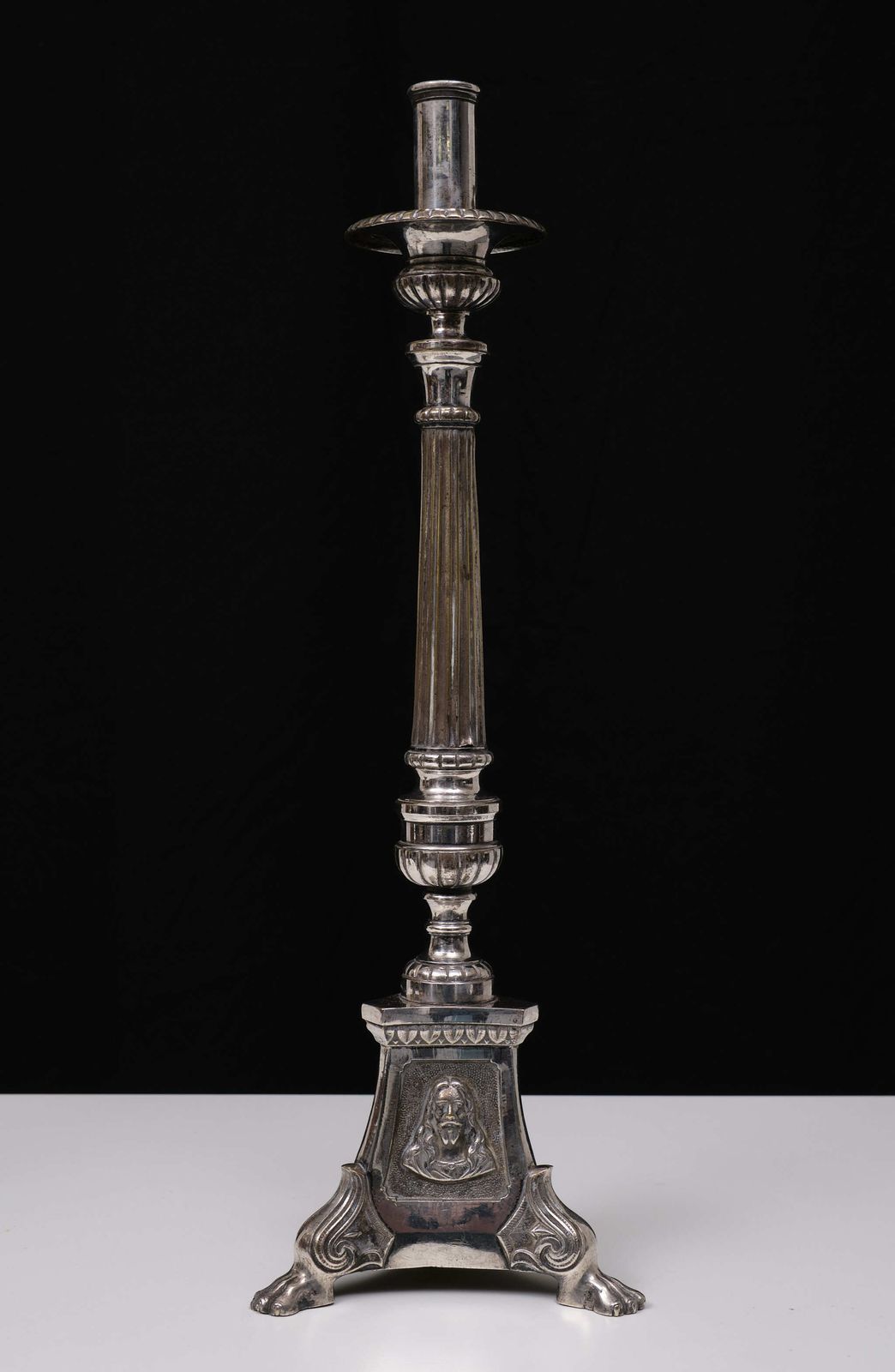 Home Decor Antique Silver Plated France Church Candle Sticks 1850s photo