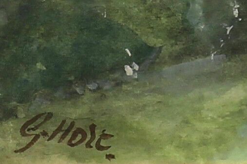 Watercolour By G Holt. Fishing On The River photo for sale