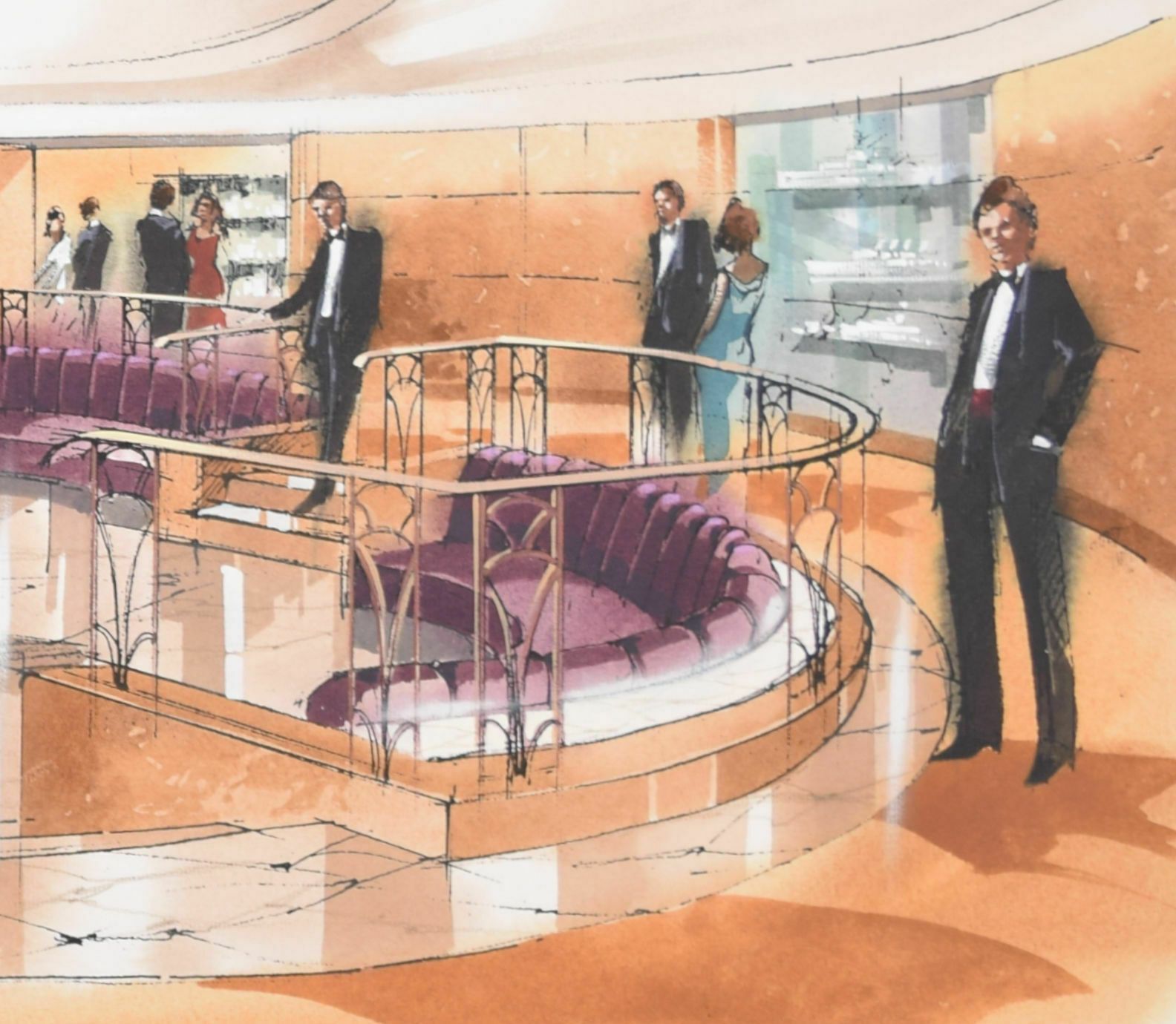 Fahye Design Consultants For Cunard Queen Elizabeth 2 – Midships Lobby photo furniture