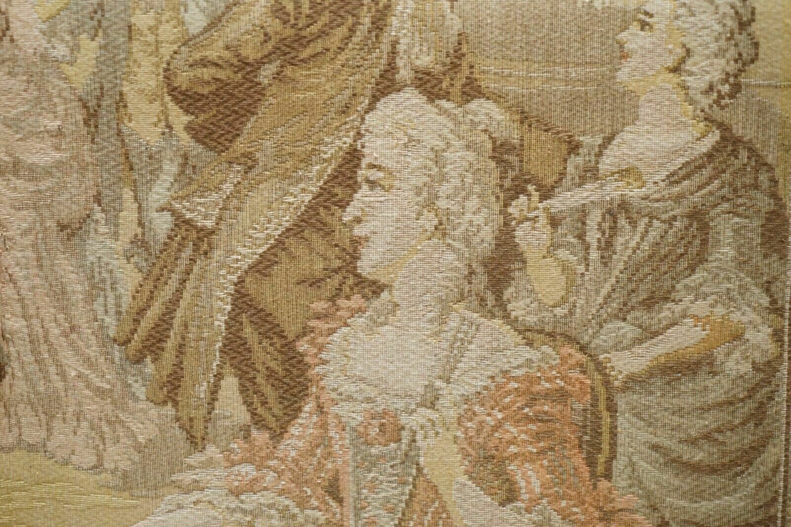 2750.0 Original Antique Victorian Tapestry Four Panel Folding Screen Of Nobles Dancing photo