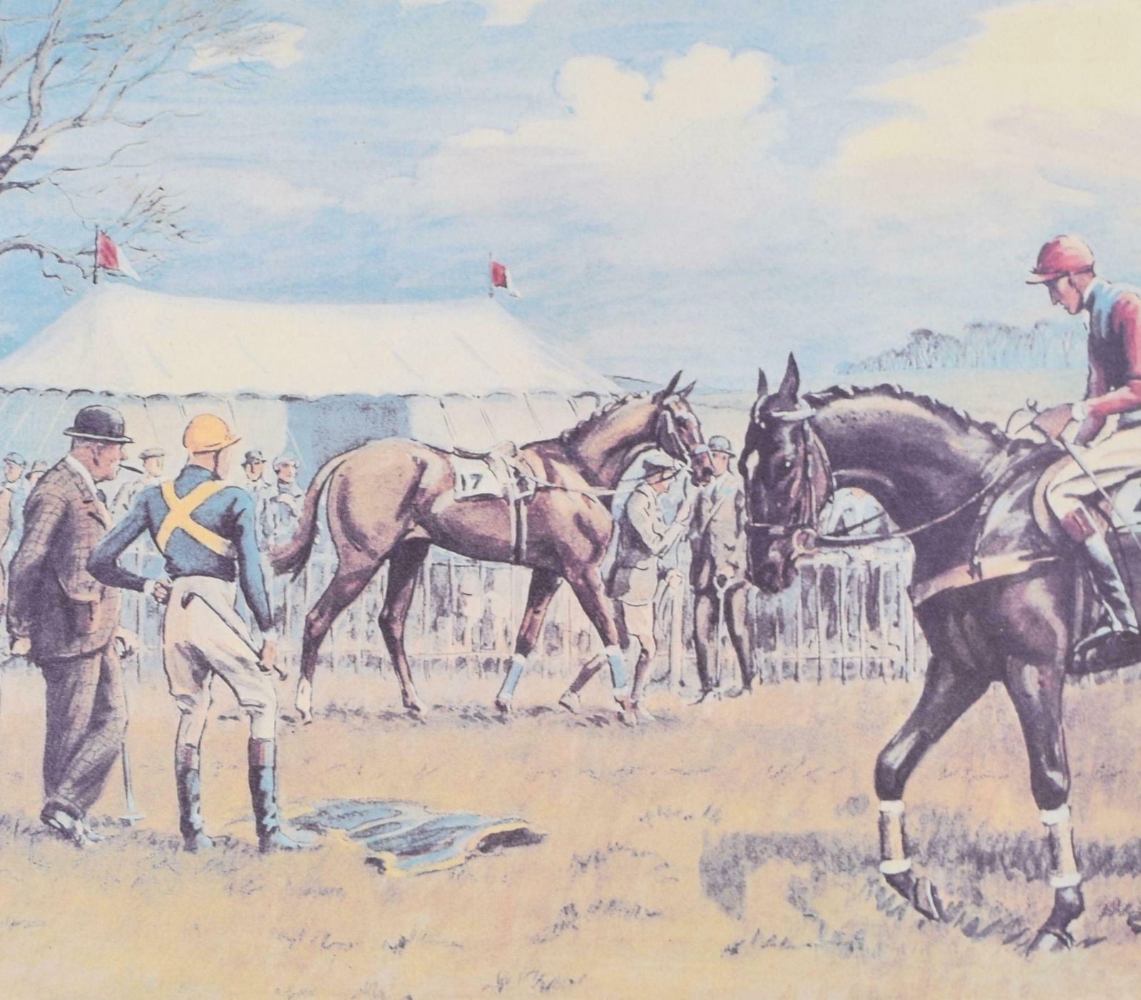 'Oh To Be In England' Signed Horse Racing Print By Snaffles photo furniture