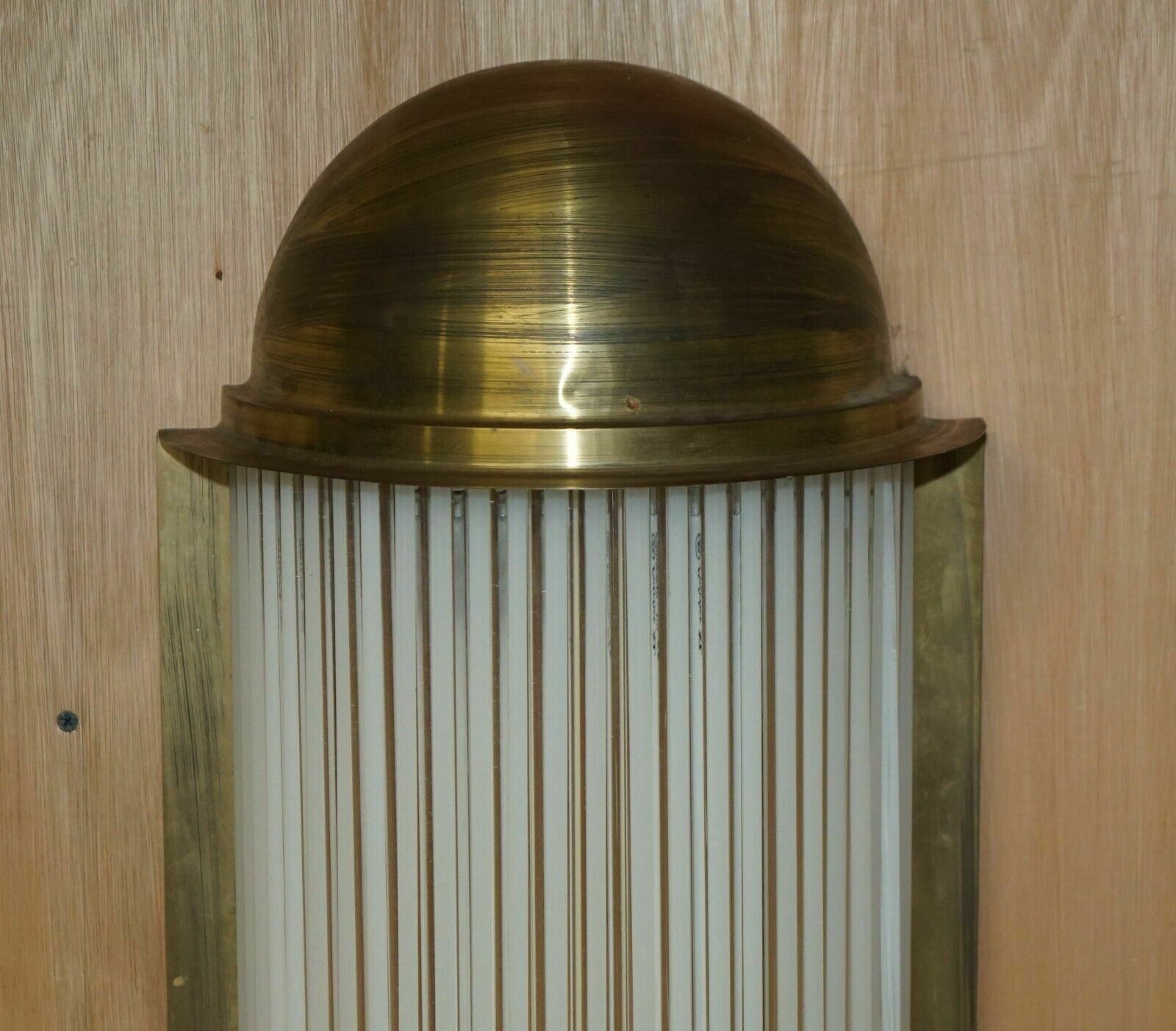 Pair Of Extra Large Art Deco Style Brass Glass Genet Michon Wall Sconces Lights photo vintage