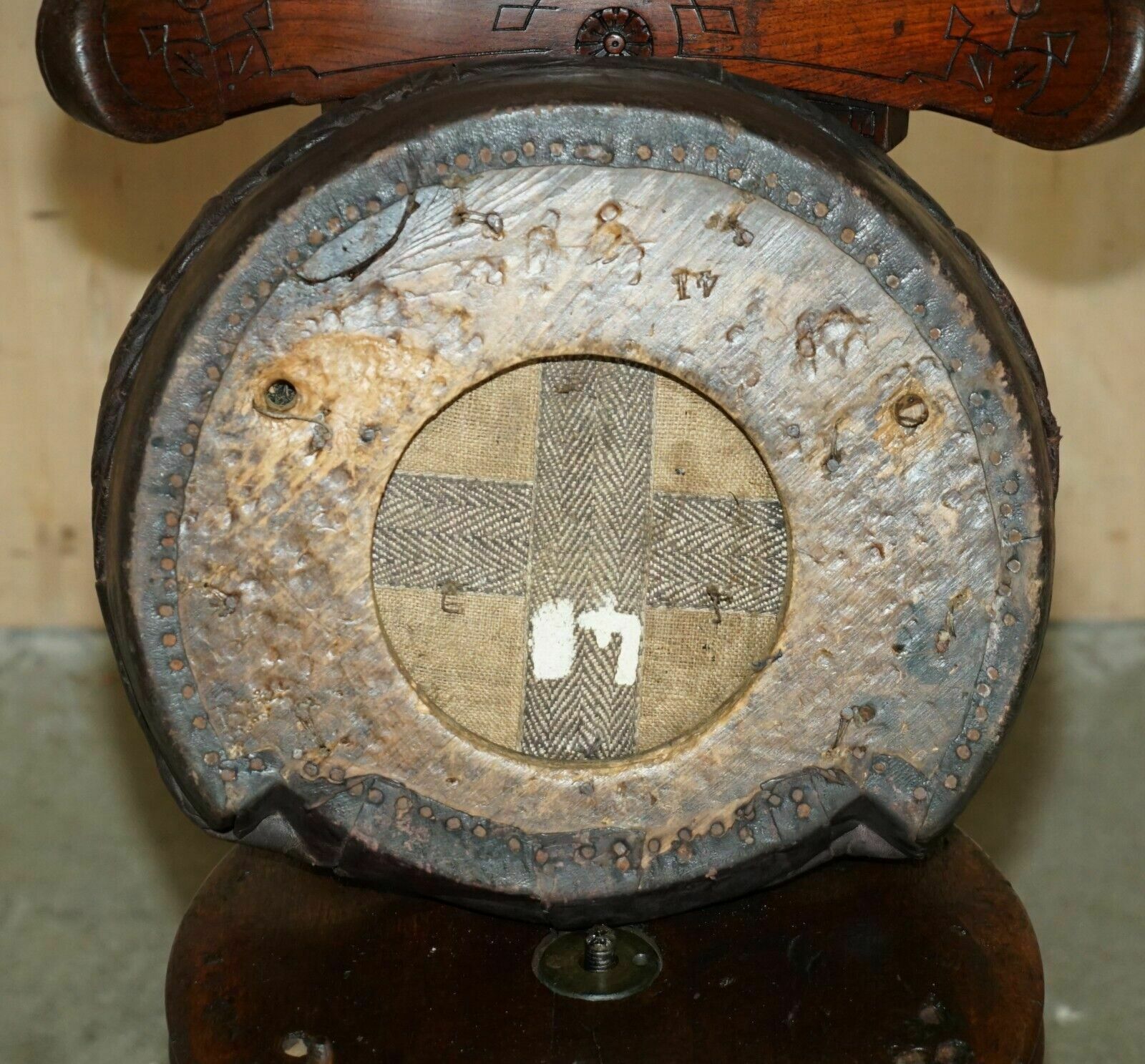 photo for sale Antique Circa 1800 Ships Captains Chair With Royal Crown And Anchor Carved