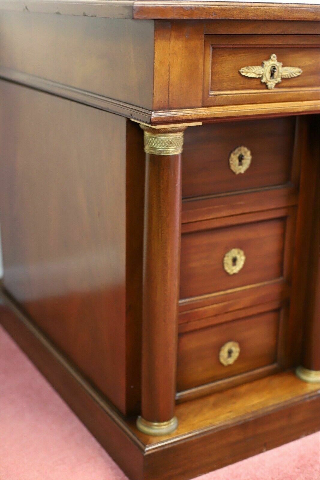 3000.0 Fine French Empire Style Mahogany Twin Pedestal Desk photo