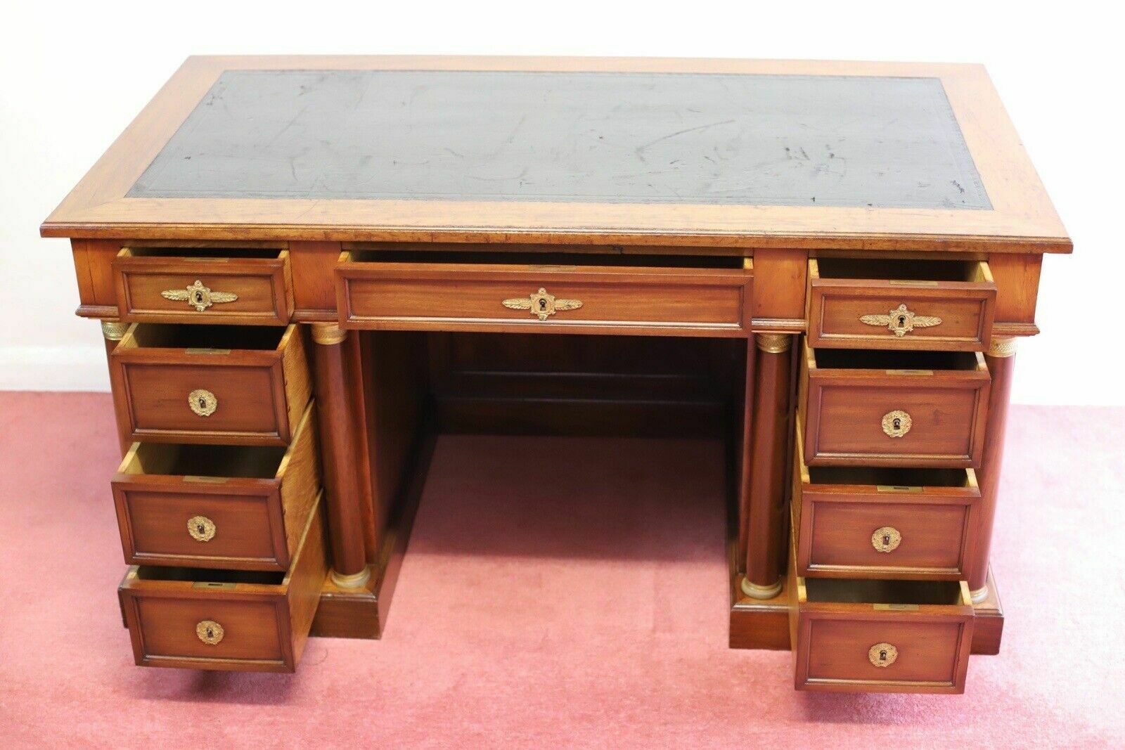 photo buy Fine French Empire Style Mahogany Twin Pedestal Desk