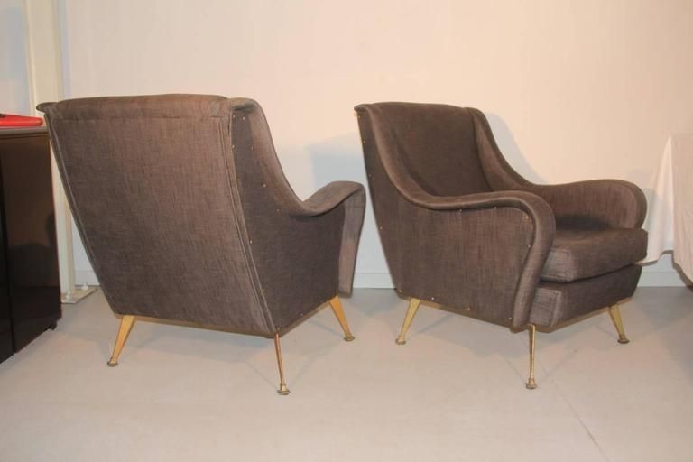 Pair Of Mid Century Italian Design Armchairs Marco Zanuso Style photo vintage