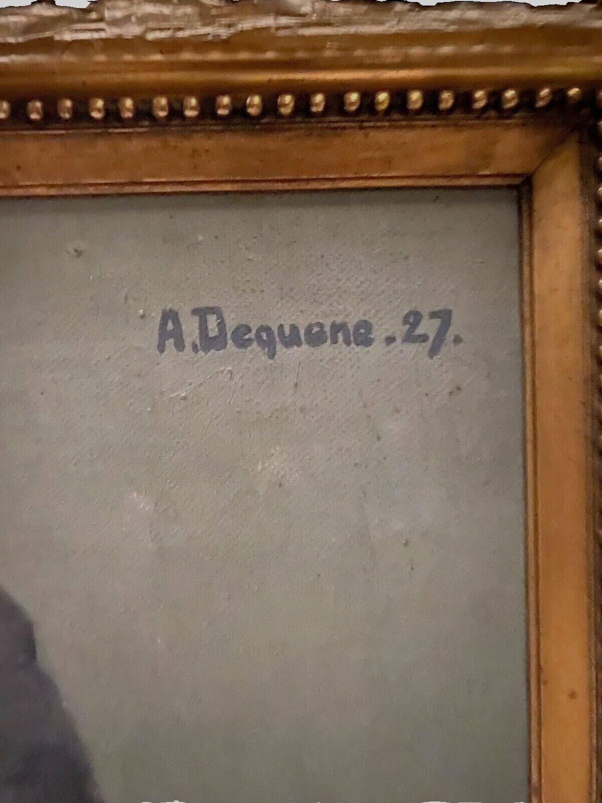 Oil On Canvas "Portrait Of A Woman" By Dequene Albert 20th Century photo furniture