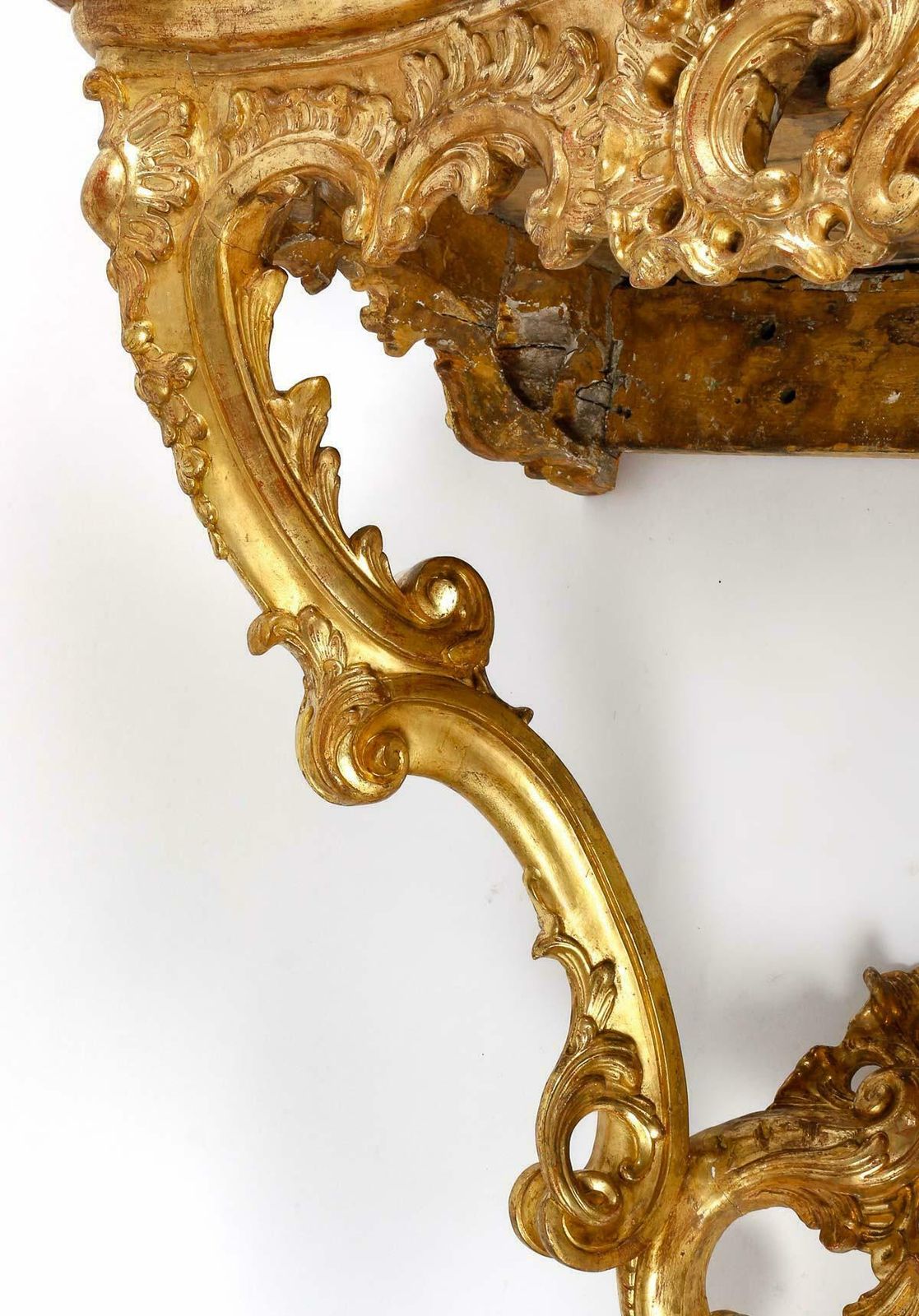 Carved And Gilded Wood Console, Marble Top, 18th Century. photo 10450.0