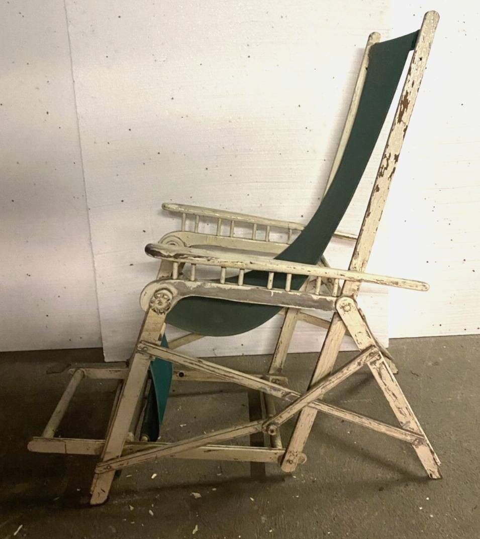 Pair Of Old 20th Century Lacquered Wood Deckchairs photo 1873.54