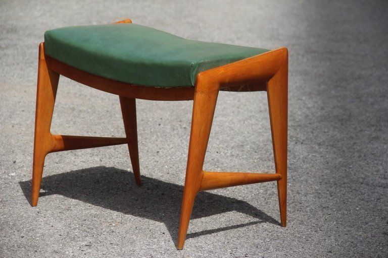 1950s Italian Bench In Maple And Minimalist Faux Leather Dassi Milano photo vintage