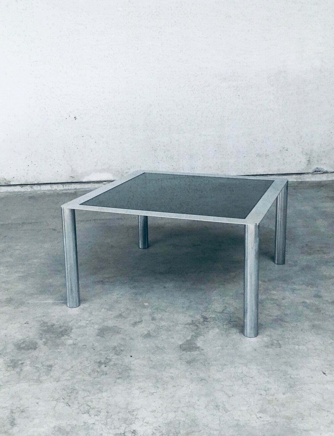 Mid Century Rookglas & Verchroomd Stalen Vierkante Eettafel Van Sergio Mazza Voor Cinova, Italië, Jaren 1970 photo buy