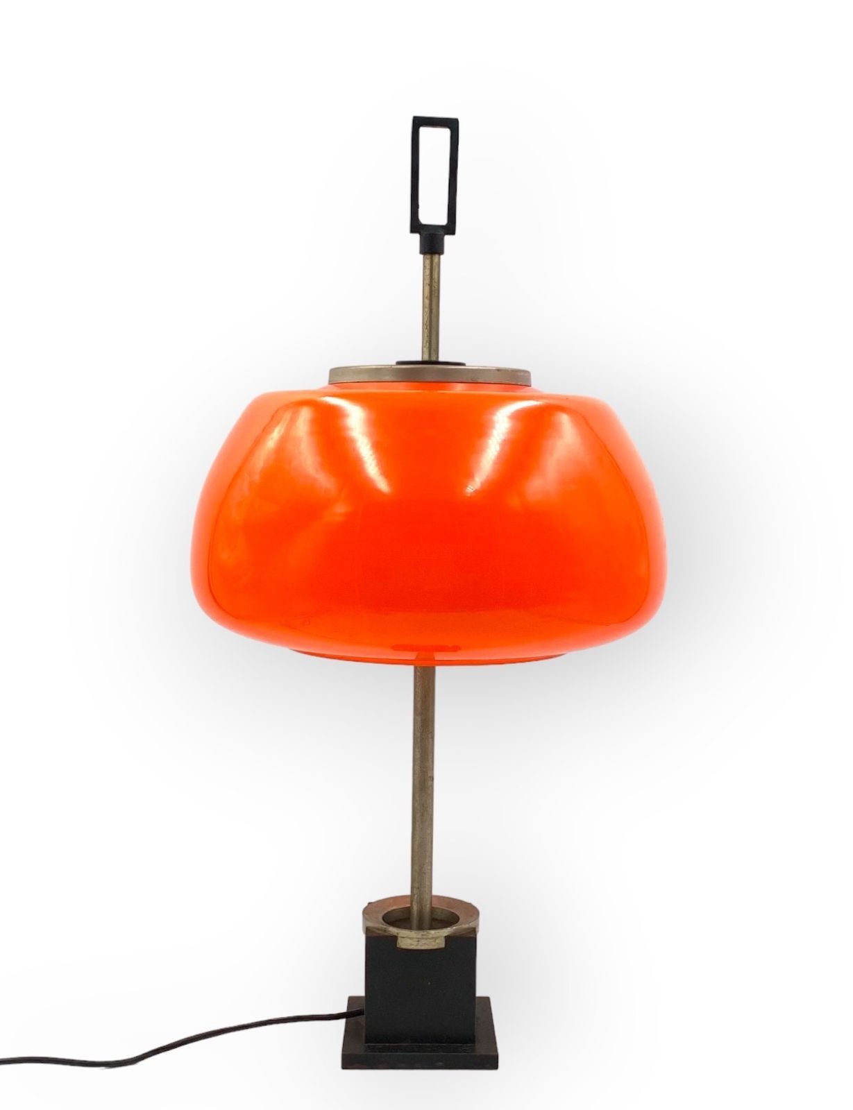Oscar Torlasco, Orange Glass Table Lamp, Prod. Lumi, 1960 Ca. photo furniture