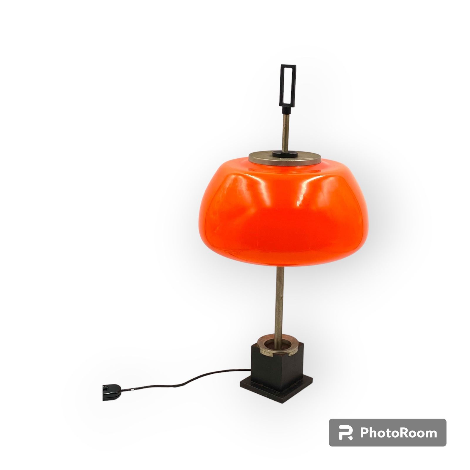 Lighting Oscar Torlasco, Orange Glass Table Lamp, Prod. Lumi, 1960 Ca. photo
