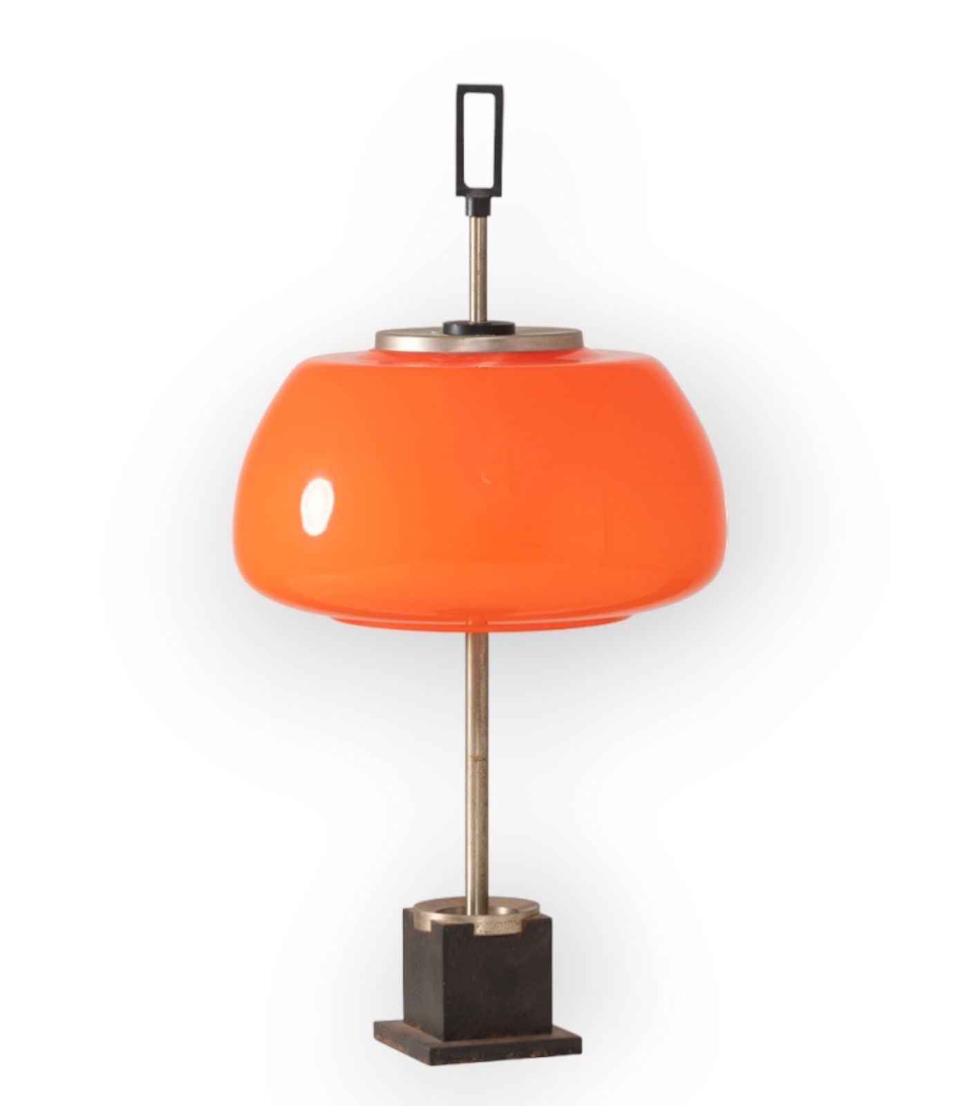 Oscar Torlasco, Orange Glass Table Lamp, Prod. Lumi, 1960 Ca.