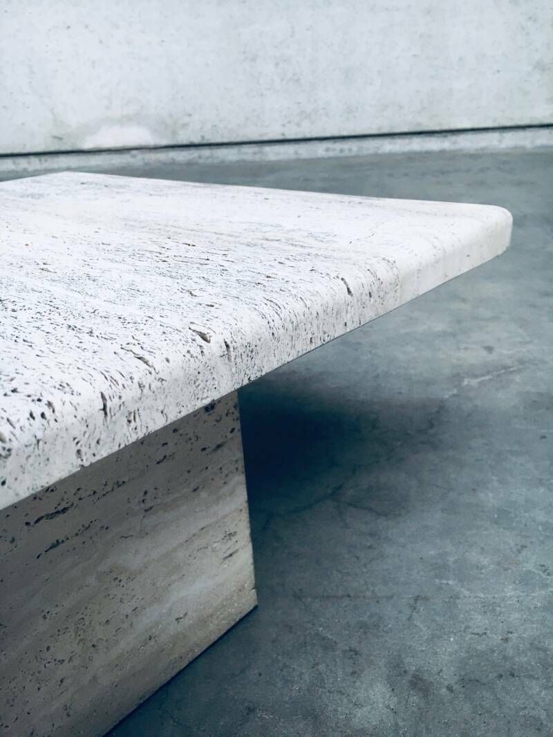 photo vintage Italian Design Travertine Square Side End Table Set 1970's