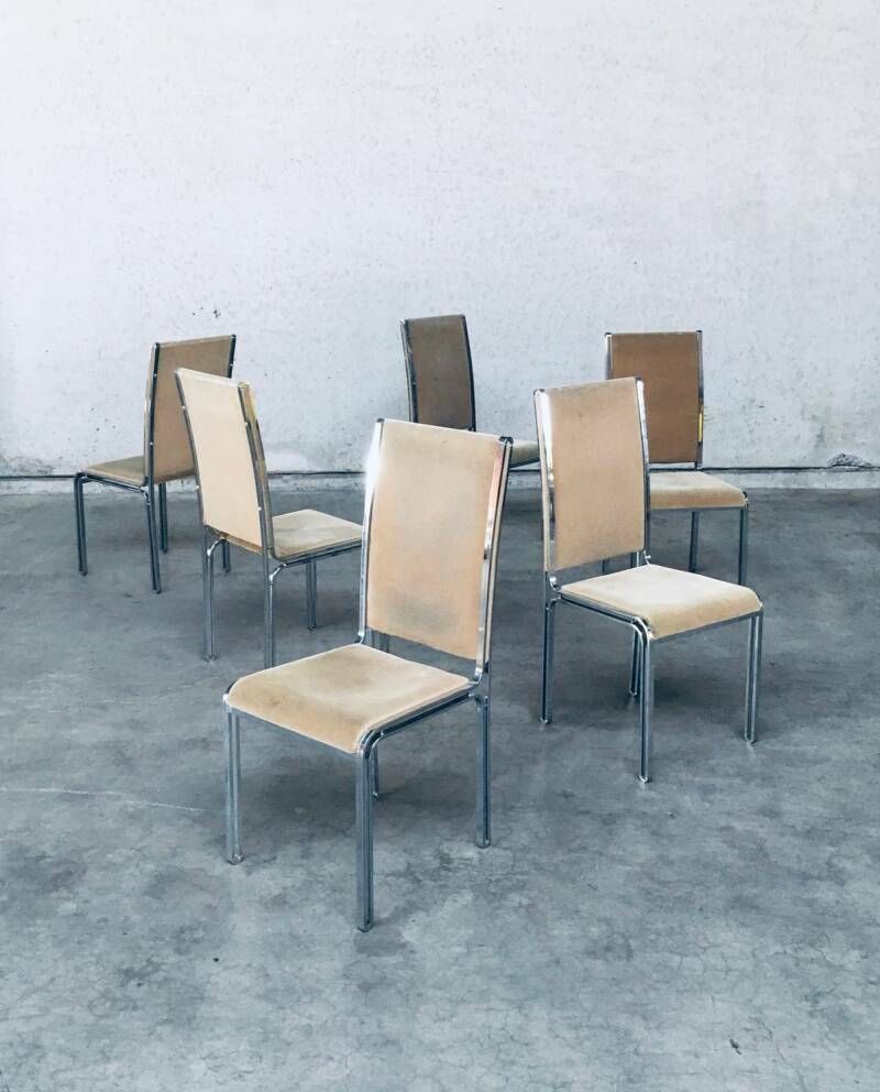 Hollywood Regency Style Dining Chair Set By Romeo Rega, Italy 1970's