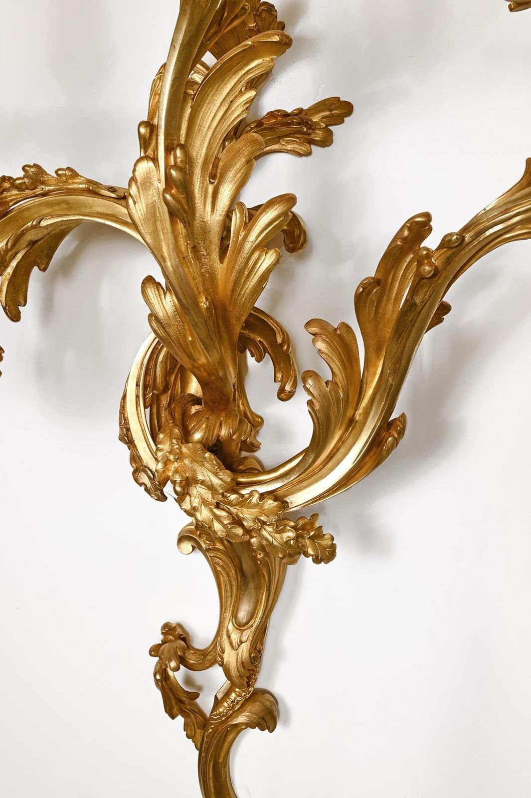 Exceptional Pair Of Large 19th Century French Three Branch Ormolu Wall Lights Or Appliqués photo for sale