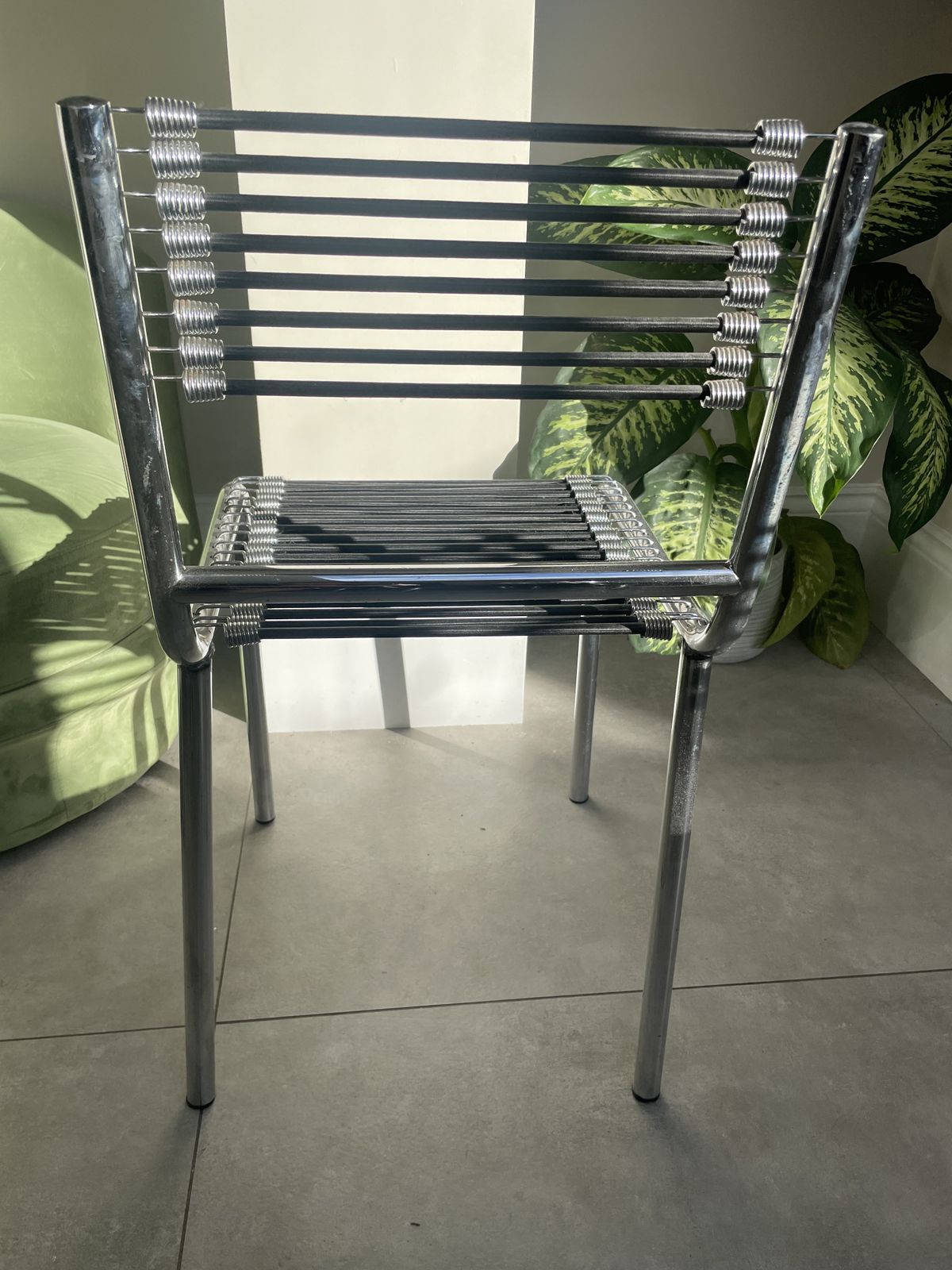 Set Of 4 René Herbst 'Sandows' Chairs Steel And Cord Design 1928 Produced 1970s photo vinterior