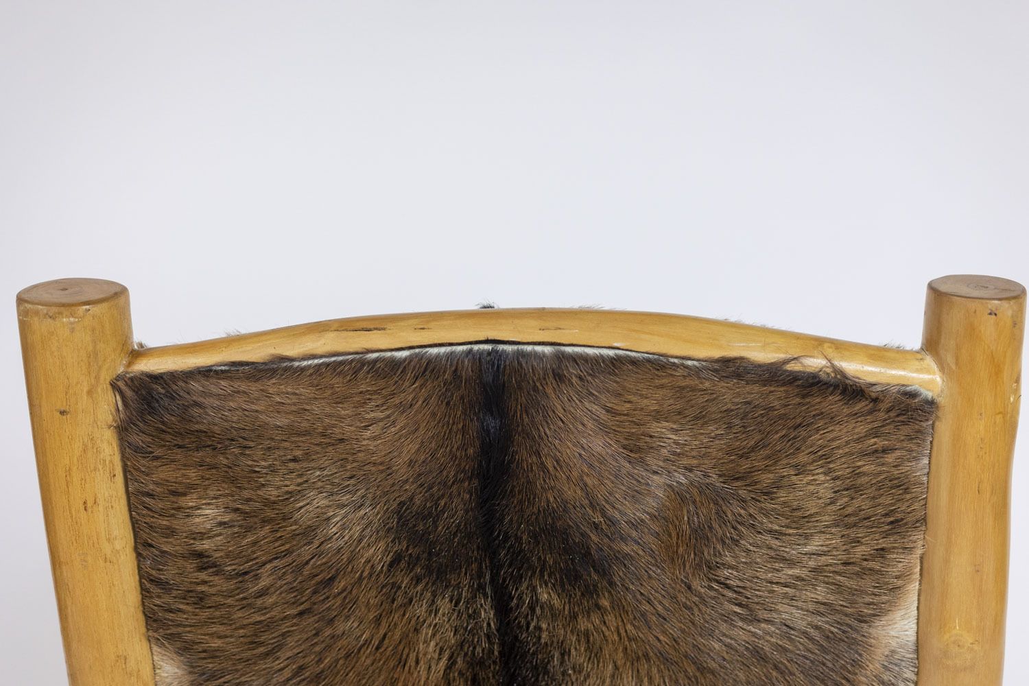 Brutalist Style Armchair In Elm And Goatskin, 1970s photo buy