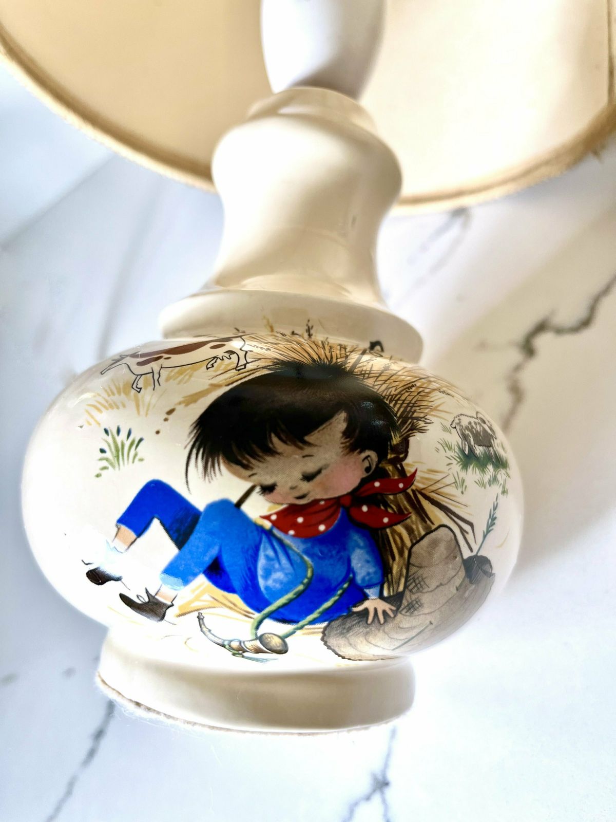 Vintage 1960s Hand Painted Childrens Lamp photo furniture