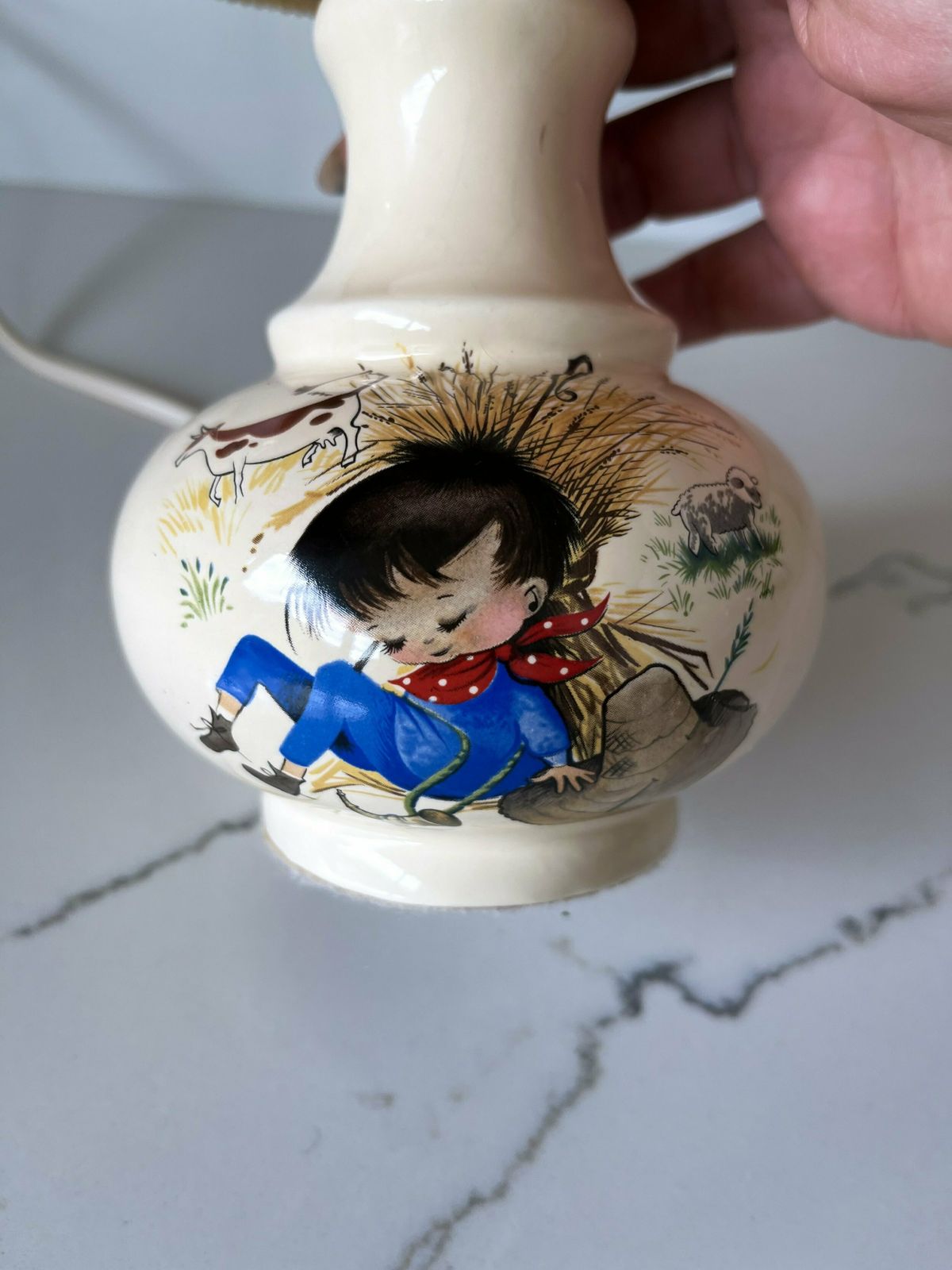 Vintage 1960s Hand Painted Childrens Lamp photo 88.0