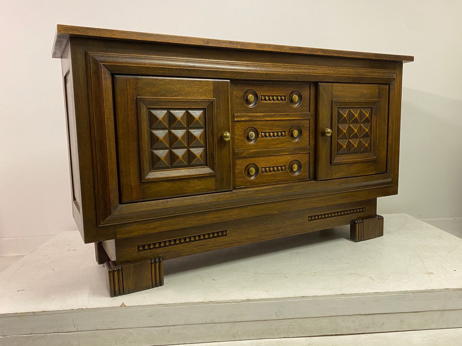 3895.0 French 1940s Brutalist Oak Sideboard photo