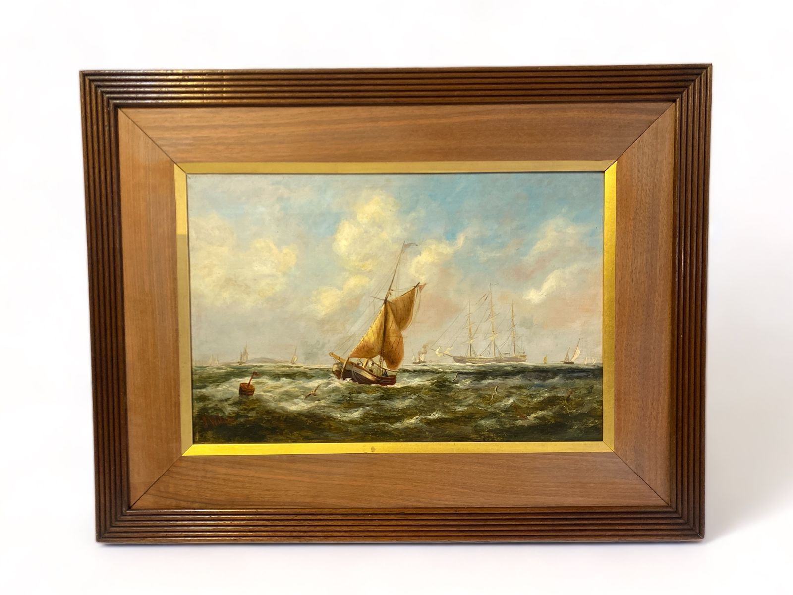Oil Painting   19th Century Seascape Signed J Wilson