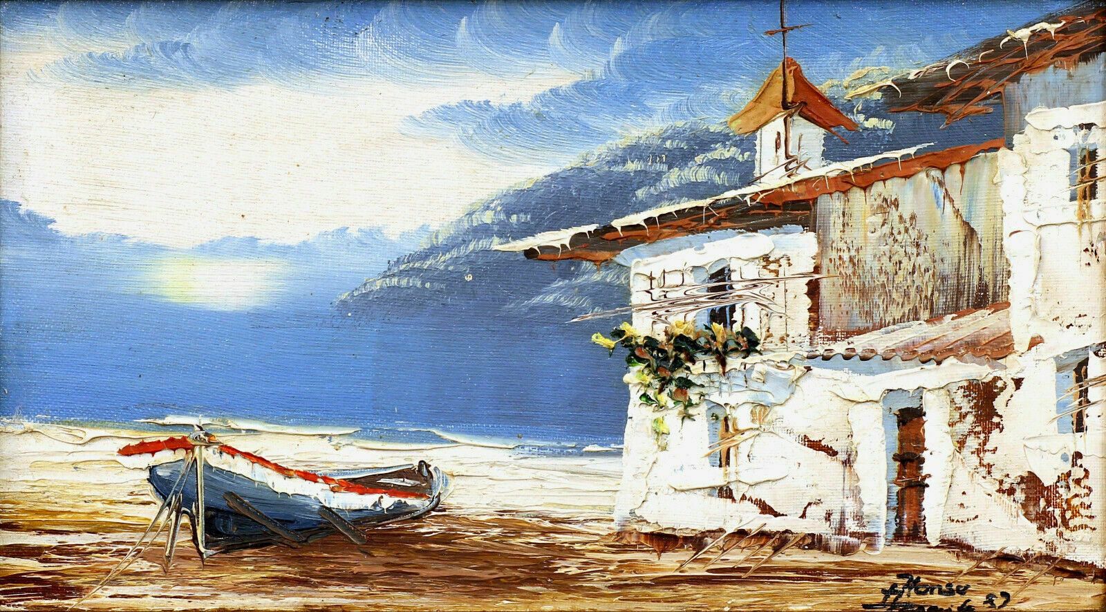 Oil On Board Of A Mediterranean Coastal View photo furniture