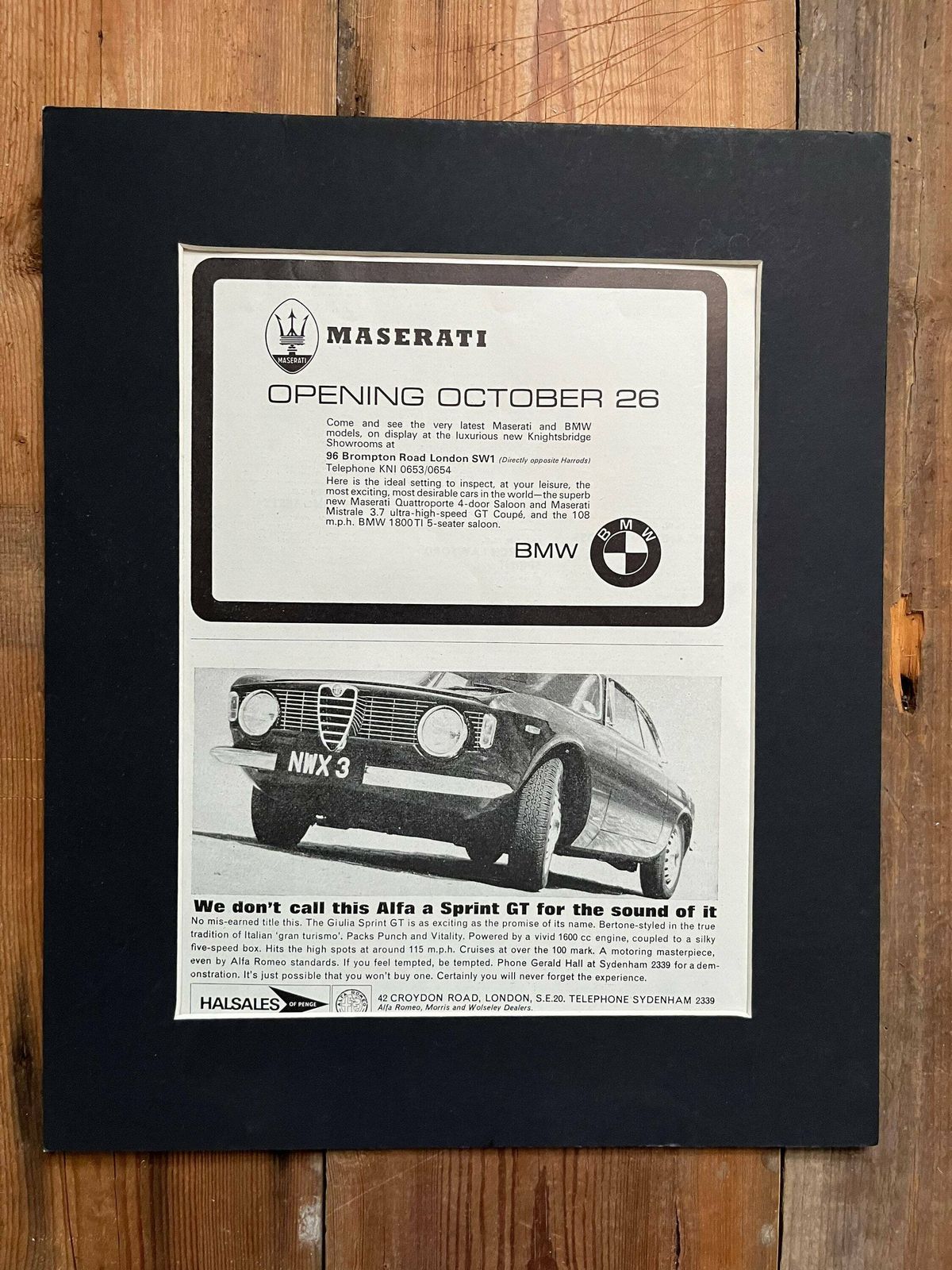 Alfa Romeo / Maserati / Bmw Original Advertising Print 1964 photo for sale