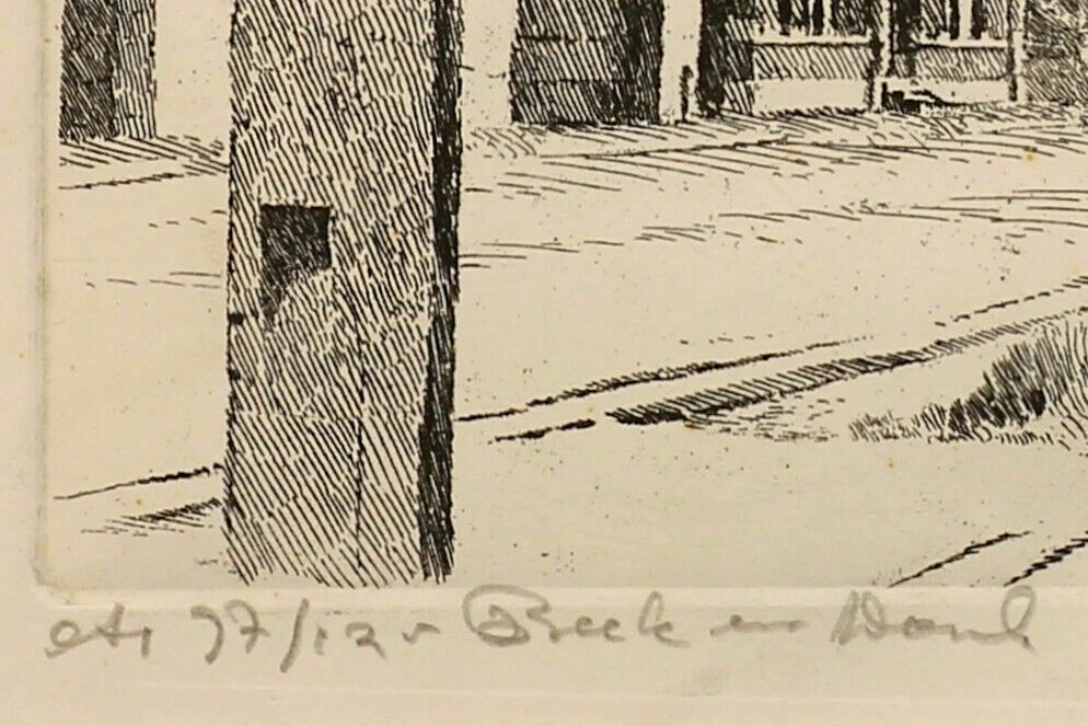 Etching By P. Holman. Dutch Street Scene photo Art