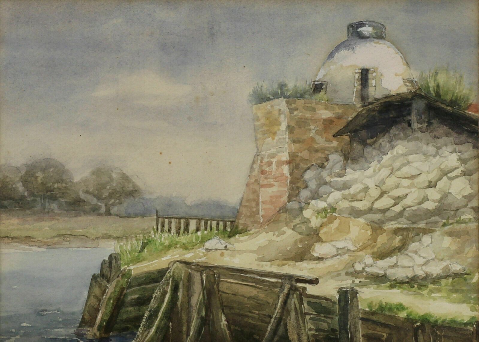 Watercolour Of A Domed Lookout Post On An Estuary photo furniture