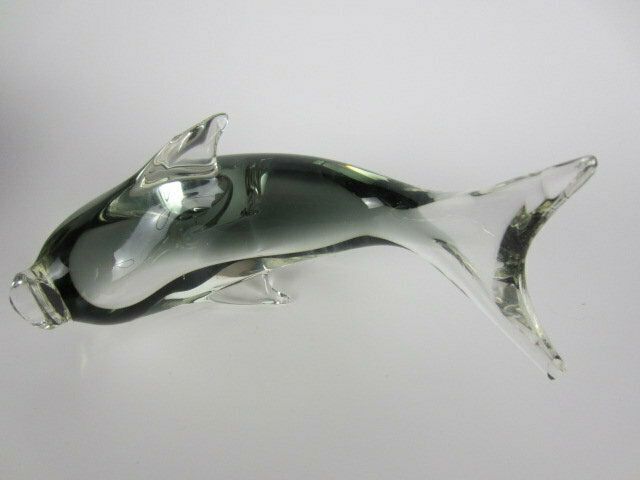 Leaping Grey Dolphin Figurine Sculpture Italian Sommerso Art Glass V Nason And C photo Home Decor