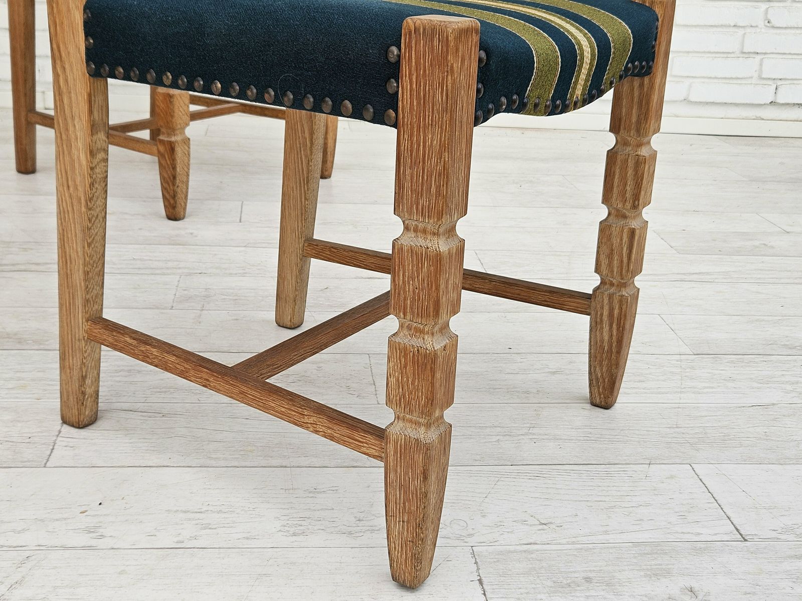 1970s, Set 6 Pcs Of Danish Dinning Chairs, Original Good Condition, Furniture Wool. photo 1290.0